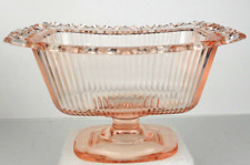 Pink Indiana 30's Depression Glass Rectangular Footed Candy Dish Lace Rim No Lid picture