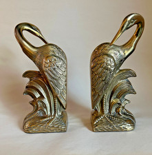 Vintage Brass Crane Bookends, MCM, Made in Korea, Beach Coastal Decor 8
