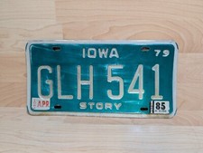 Vintage Iowa 1979 1985 Green Debossed License Plate GLH 541 Mahaska County picture