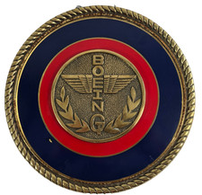 Rare 1930s–40s Boeing Wall Medallion with Red Velvet Backing picture