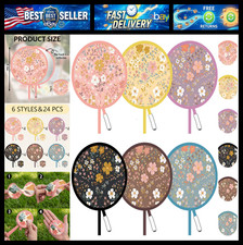 24 Pcs Vintage Floral Foldable Hand Fans, 6 Ditsy Flower Styles (Retro) picture