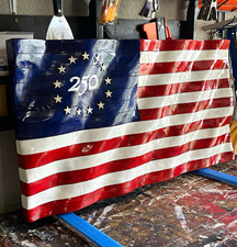 Wooden Hand Carved and Painted hanging 250 All Weather Flag picture