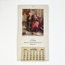 Antique 1904 Advertising Calendar Poster Hardware Furniture Iowa 9”x5” Complete picture