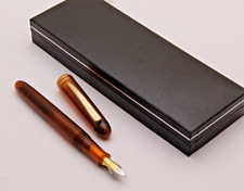 Kanwrite Desire Transparent Amber Resin Acrylic Fountain Pen Dualtone Nib In Box picture