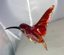 Hand blown glass bird Hummingbird hanging figurine Red ornament 3.4x 3.5x3.0