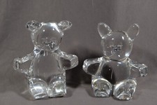 2 x Daum France Crystal Glass Teddy Bear Figurine or Paperweight picture