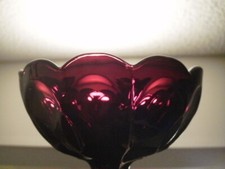 1 ROYAL RUBY RED GLASS ANCHOR HOCKING ICE CREAM DISH SCALLOP THUMB PRINT SHERBET picture