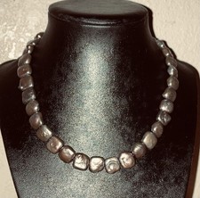 Vintage Peacock Gray Freshwater Baroque Pearl Strand Necklace Nugget Estate Find picture