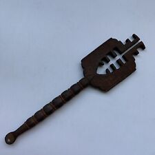 17th C iron padlock lock Ornate rustic key old antique, hand-forged, big size. picture