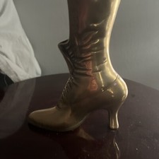 Vintage Large Brass Ladies Victorian Lace Up Heel Boot Shoe Plantar picture