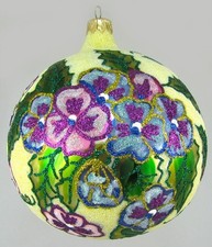Larry Fraga Designs Johnny Jump Ups Flower Ball Hand Painted Made in Poland  picture