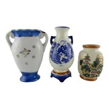 Lot of 3 Vintage Small Bud Vases Made In Occupied Japan, Ceramic Scenes picture