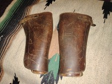 WWI US Army Cavalry & Officers Leather Leg Gaiters Spats PAIR War-Time Issued picture
