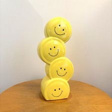 Vintage 1990s Stacked Smiley Faces Vase picture