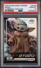 2024 TOPPS STAR WARS CHROME GROGU AUREBESH VARIATION /99 #AV22 PSA 10 picture