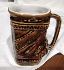 Vintage Brown Drip Glaze Ceramic Coffee Mug/Beer Stein GOLF BAG Design-5.5