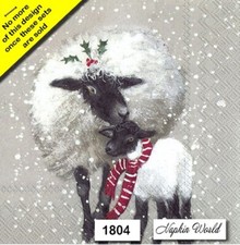 (1804) TWO Paper LUNCHEON Decoupage Art Craft Napkins - CHRISTMAS SHEEP LAMB picture