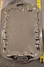 TIN serving tray approx. 11-1/2 x17 inch ~ TIN serving tray with handles ~ SHARP picture