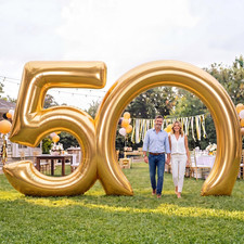 17 Ft Golden 50Th Anniversary Giant Inflatable Archway Decoration Built-In LED L picture