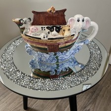 VTG TMD 1995 Noah’s Ark Ceramic Teapot Hand-Painted Biblical Animals Collectible picture