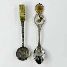 Vintage Souvenir Spoons Lot 2 Mazatlan Mexico Alpaca Aztec Las Vegas Dice picture