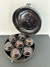 Antique 1830s Toleware Seven Cannister Embossed Spice Tin picture