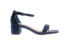 Ninety Union Lady Couture Dazzle 2 Inch Mid Block Heel Rhinestone Sandal, Navy picture