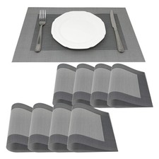Allgala 8-Pack PVC Dining Table Placemats, Heat & Scratch Resistant, Silver picture