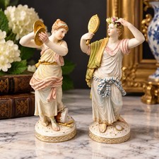 Antique KPM Berlin Porcelain Figurines Pair Five Senses Hearing & Sight picture