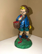 Antique 1930s-1940s Boy w/Basket of Apples Statue Great Condition Original Paint picture