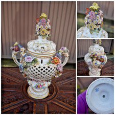 Antique porcelain Potpourri vase relief floral decor attr. jacob petit sevres picture