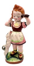 Vintage Fairyland China Figurine Girl Child Dog Puppy Porcelain Pink Japan 8.5” picture