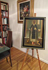 VTG CUZCO PERU OIL on CANVAS RELIGIOUS PAINTING SAN MARTIN DE PORRES; WOOD FRAME picture