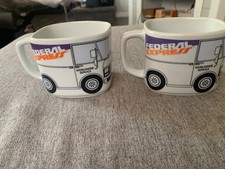 Vintage FedEx Delivery Truck Mug Coffee Set 2 Federal Express Worldwide Service picture