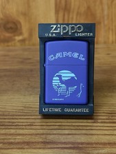 Vintage Joe Camel 1993 Matte Purple Zippo Lighter with Teal Print Mint In Box picture