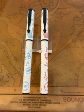 Two 1990s Parker  Roller Ball Pens Music graphics, pink and blue. FUN picture