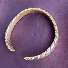 Vintage Brass C-Shaped Twist Bangle Bracelet Men Women Adjustable Heavy picture