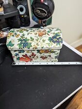 Vintage Daher Hinged Chest-Shaped Tin, Bright Flower Design, Made in England picture
