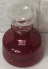 Vintage Viking Glass Ruby Red Decanter Barware Wine Liquor Small 6.75” picture