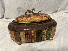 Beautiful Vintage Hand Painted Inlaid Wood Trinket Box - Raymond Waites - Toyo picture