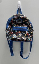 Disney Parks Loungefly Black Multi Icon Print Mini Backpack Blue Trim picture