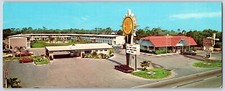 1960s Titusville FL Apollo Motel w Space Center Tour Sign Lg Postcard 3.5 x 9 picture
