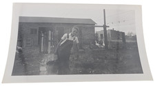 1945 Vintage B&W Photo Farm Boy Overalls Ducks Brown Photo Service MN picture