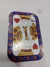 Vint. 1960's King of Hearts Cloisonné Brass Enameled Cards Trinket Box Hong Kong picture