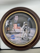 The Eagle has Landed ceramic plate Moon Landing mounted framed NASA US picture