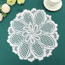 4Pcs/Lot White Vintage Embroidered Lace Doilies Flower Doily Round Table Mat 14