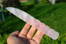 8.6'' Carved Natural Rose Quartz knife(not real) Riki Crystal decor Heal gift 1x picture