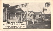 RIPPE'S CAMP rapid city sd c1940 postcard south dakota cabin motel roadside picture