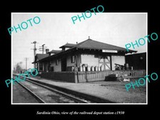 OLD LARGE HISTORIC PHOTO OF SARDINIA OHIO THE RAILROAD DEPOT STATION c1930 picture