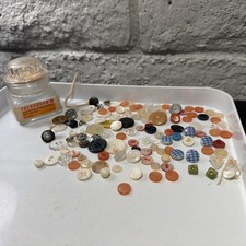 Vintage Small E.R. Squibb & Sons Theragran-M Vitamin Bottle With Buttons READ picture